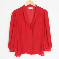 Red Stripe Asymmetrical Blouse