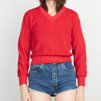 70s Red Knit V Neck