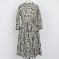 1970s Sage Floral Dress M