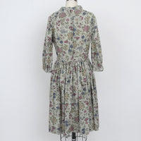 1970s Sage Floral Dress M