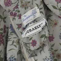 1970s Sage Floral Dress M
