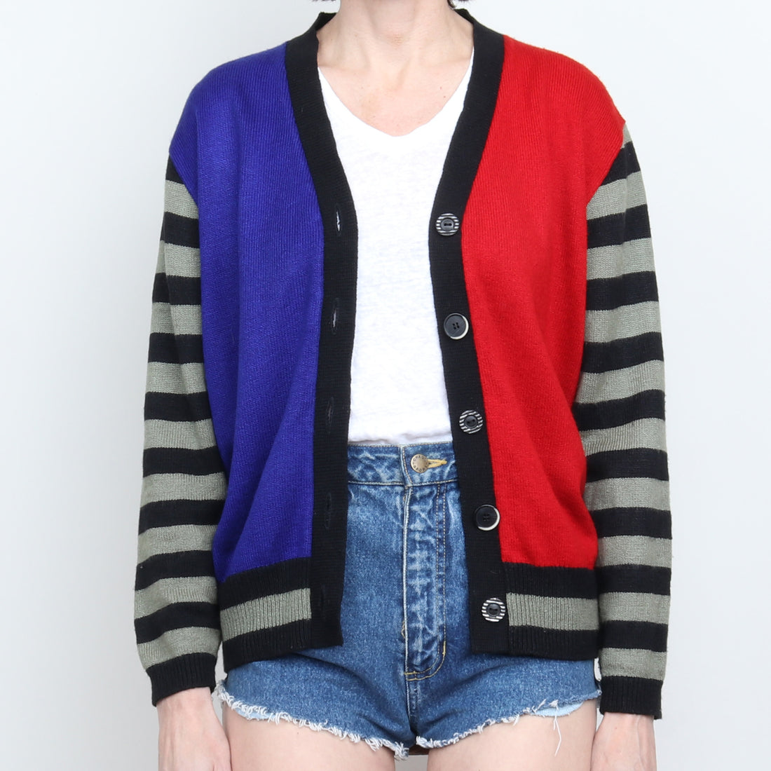 80s Stripe Colorblock Cardigan
