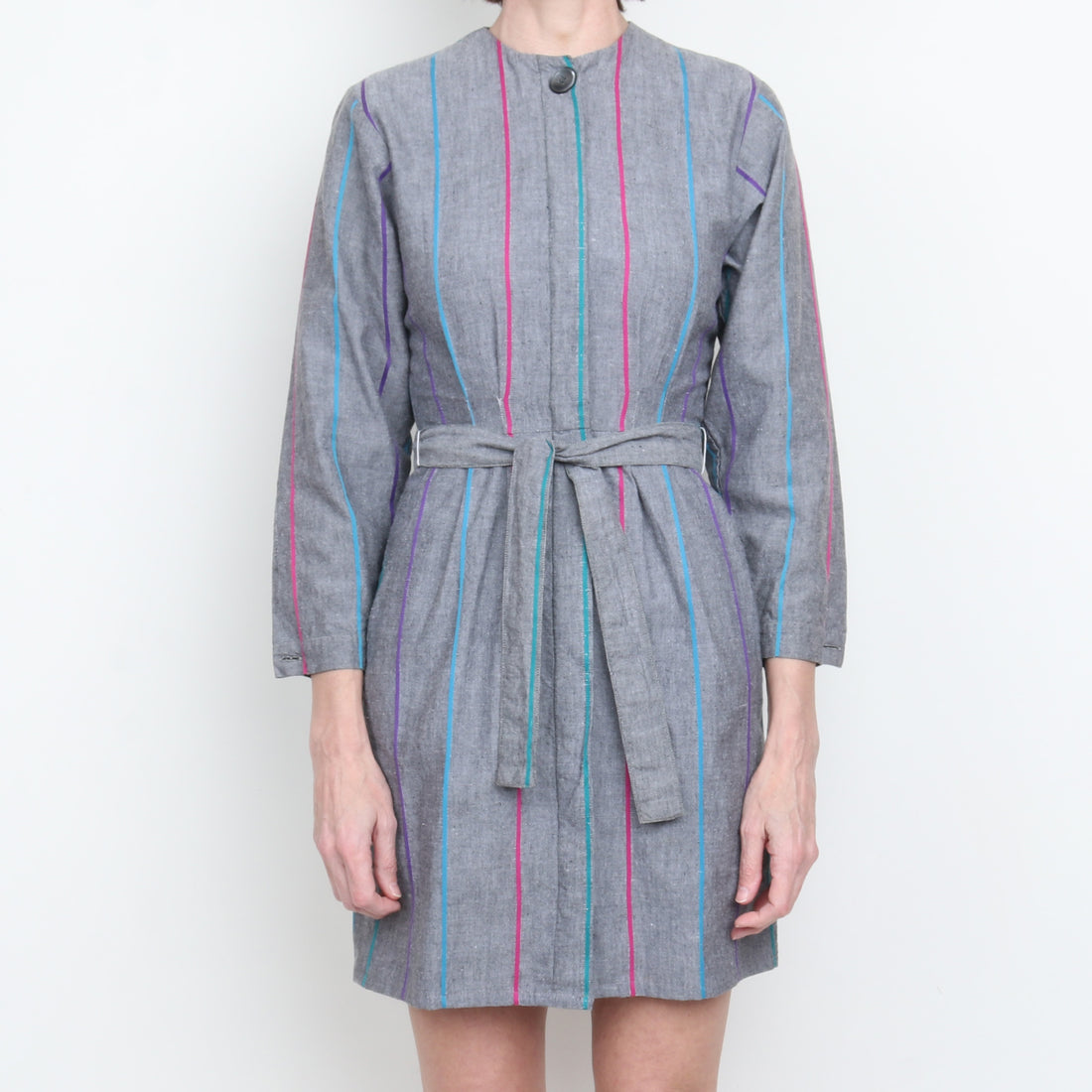 80s Woven Stripe Mini Dress