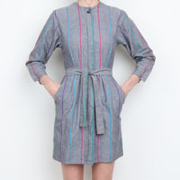80s Woven Stripe Mini Dress