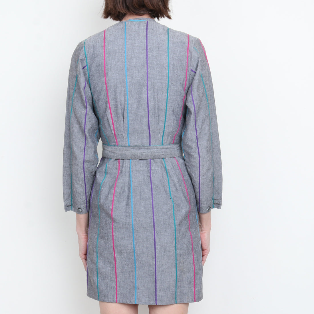 80s Woven Stripe Mini Dress