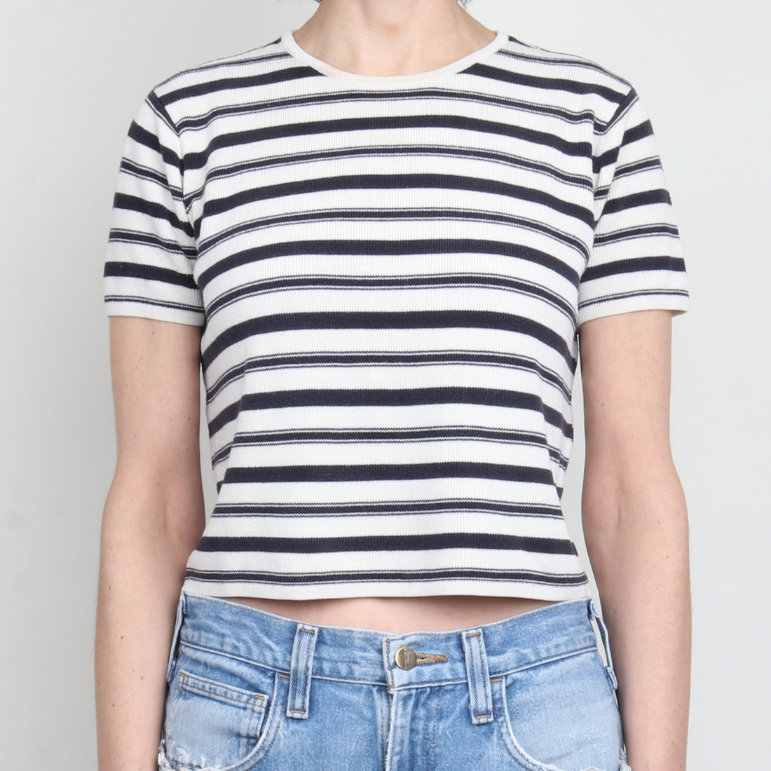 100% Silk Stripe Crop Knit