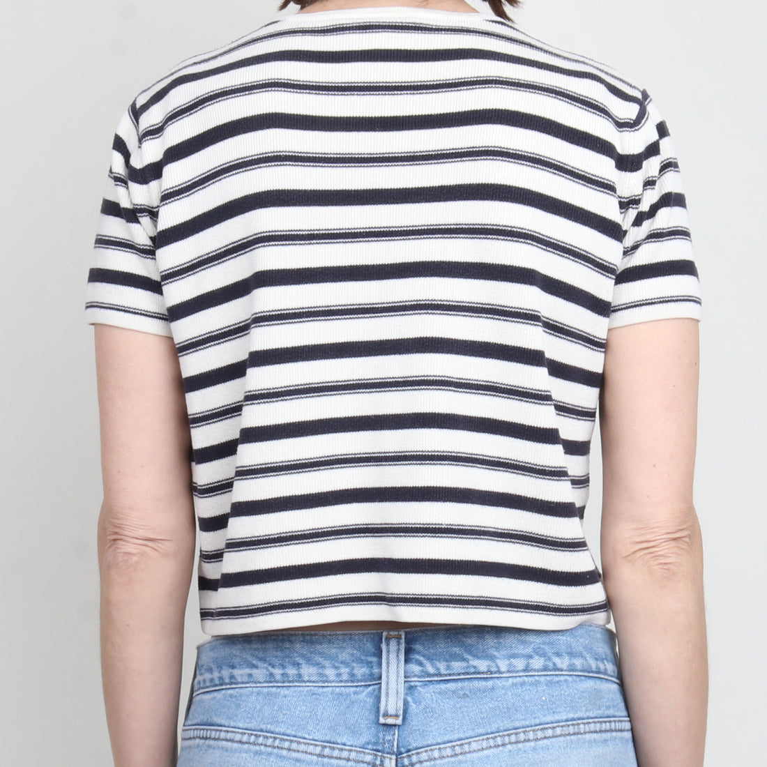 100% Silk Stripe Crop Knit