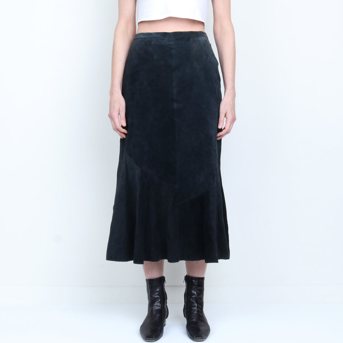 Black Suede Maxi Skirt