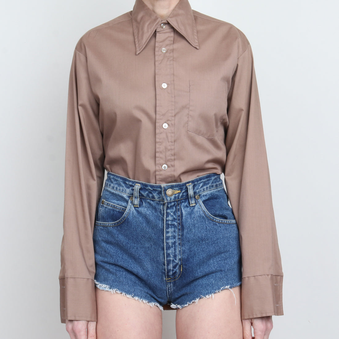 70s Neutral Dagger Collar Shirt