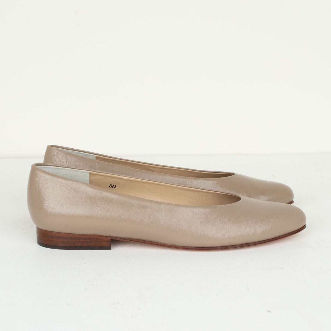 Taupe Leather Flats 8 N