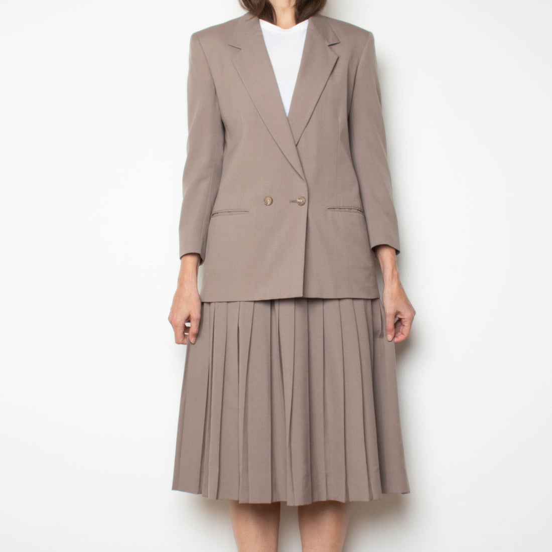 Taupe Wool Skirt Suit