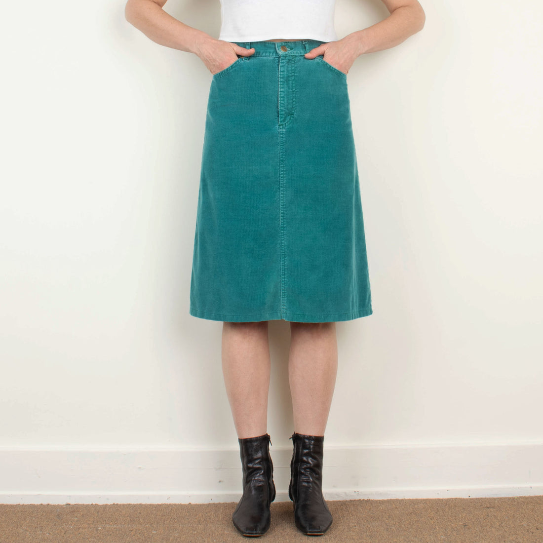 Teal Corduroy Skirt