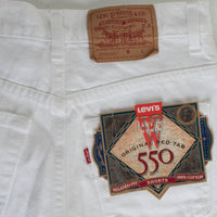 Levis White Denim Longline Shorts