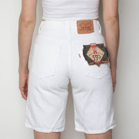 Levis White Denim Longline Shorts