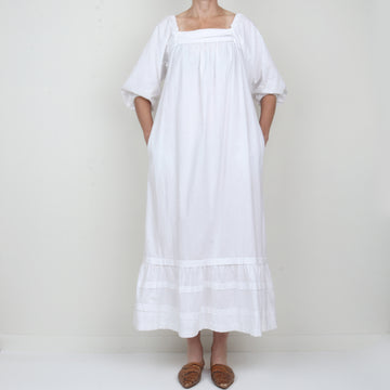 70s White Cotton Maxi Dress