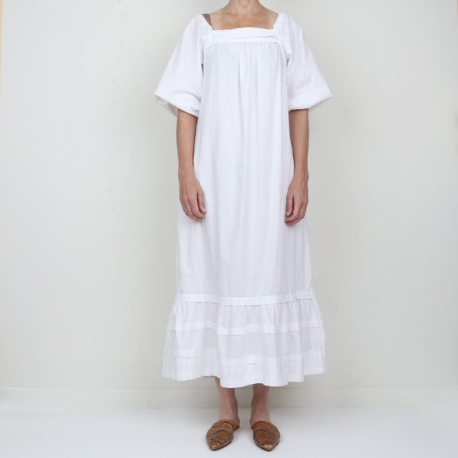 70s White Cotton Maxi Dress