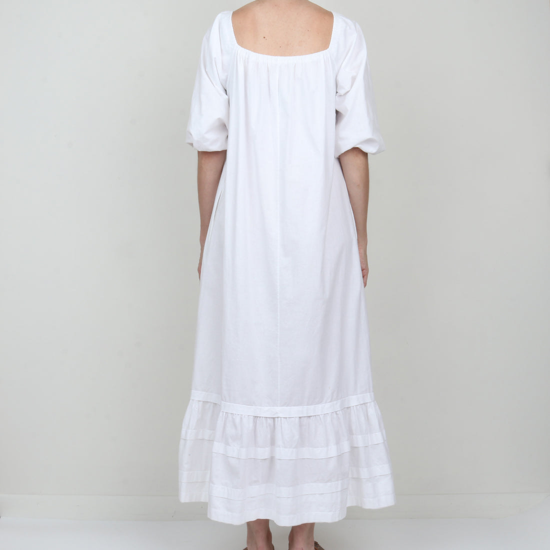 70s White Cotton Maxi Dress