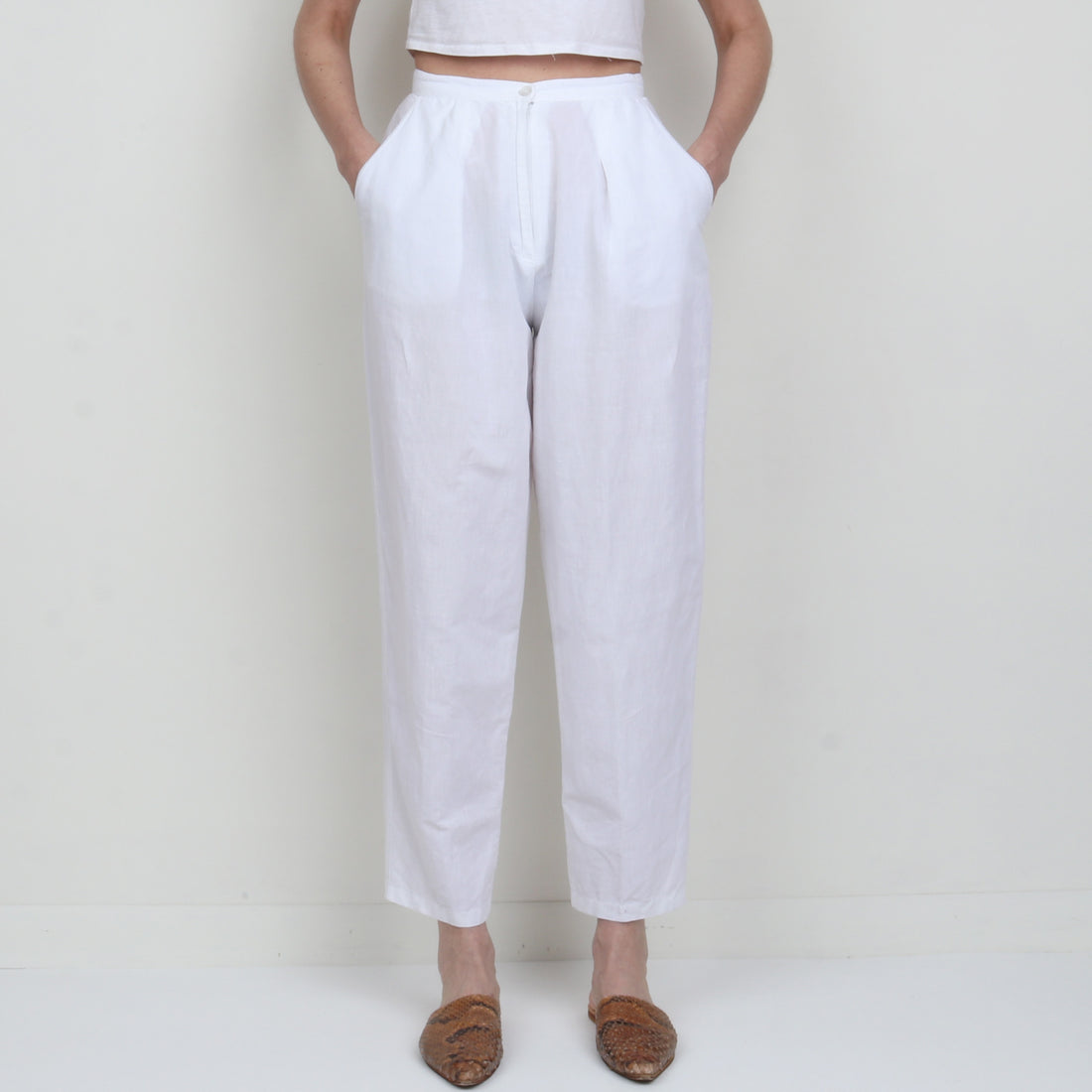 White Cotton/Linen Pants