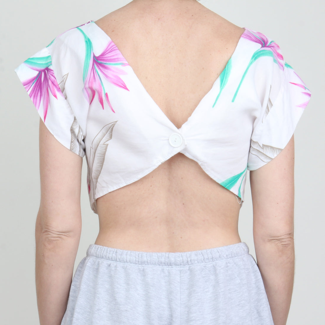 White Floral Crop Top