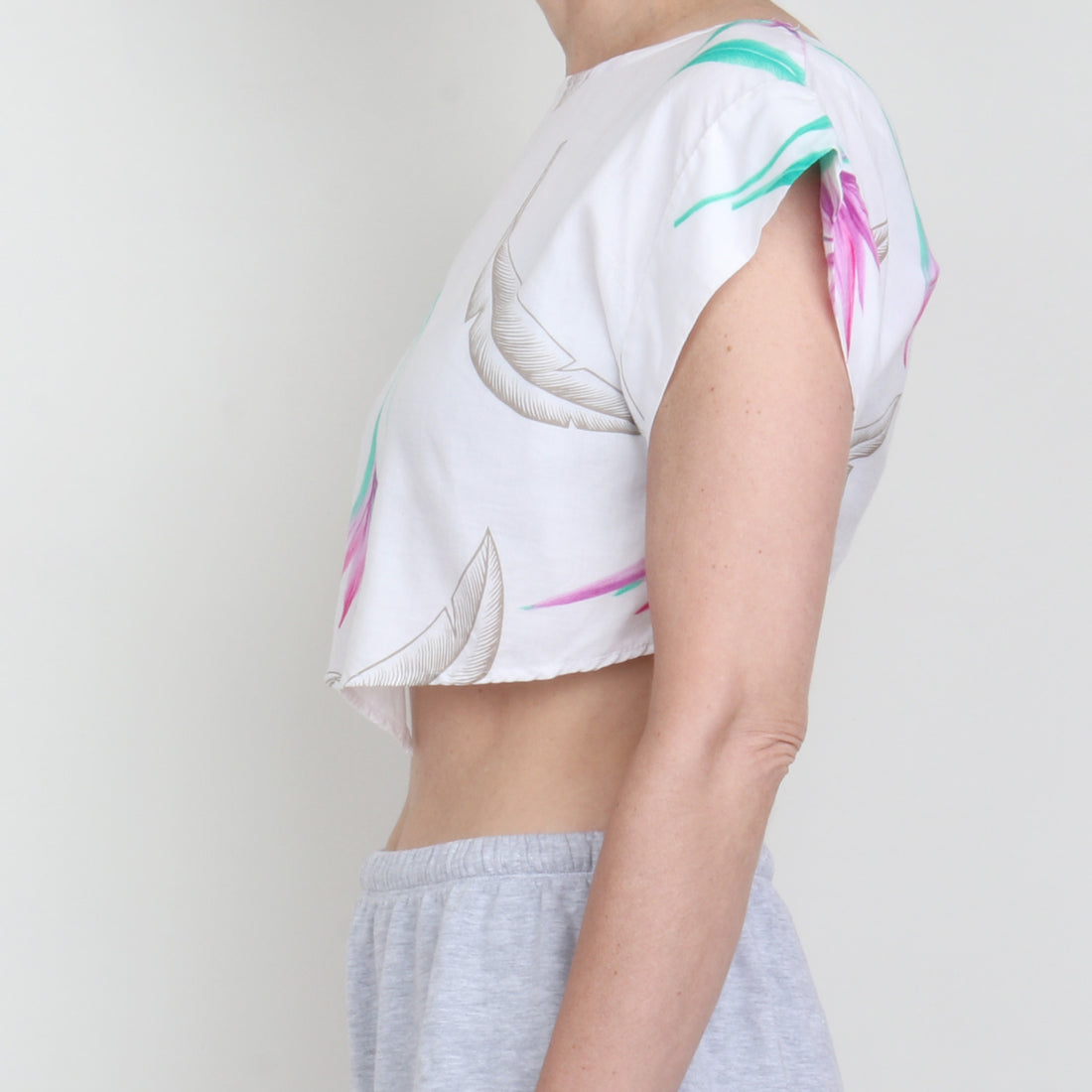 White Floral Crop Top