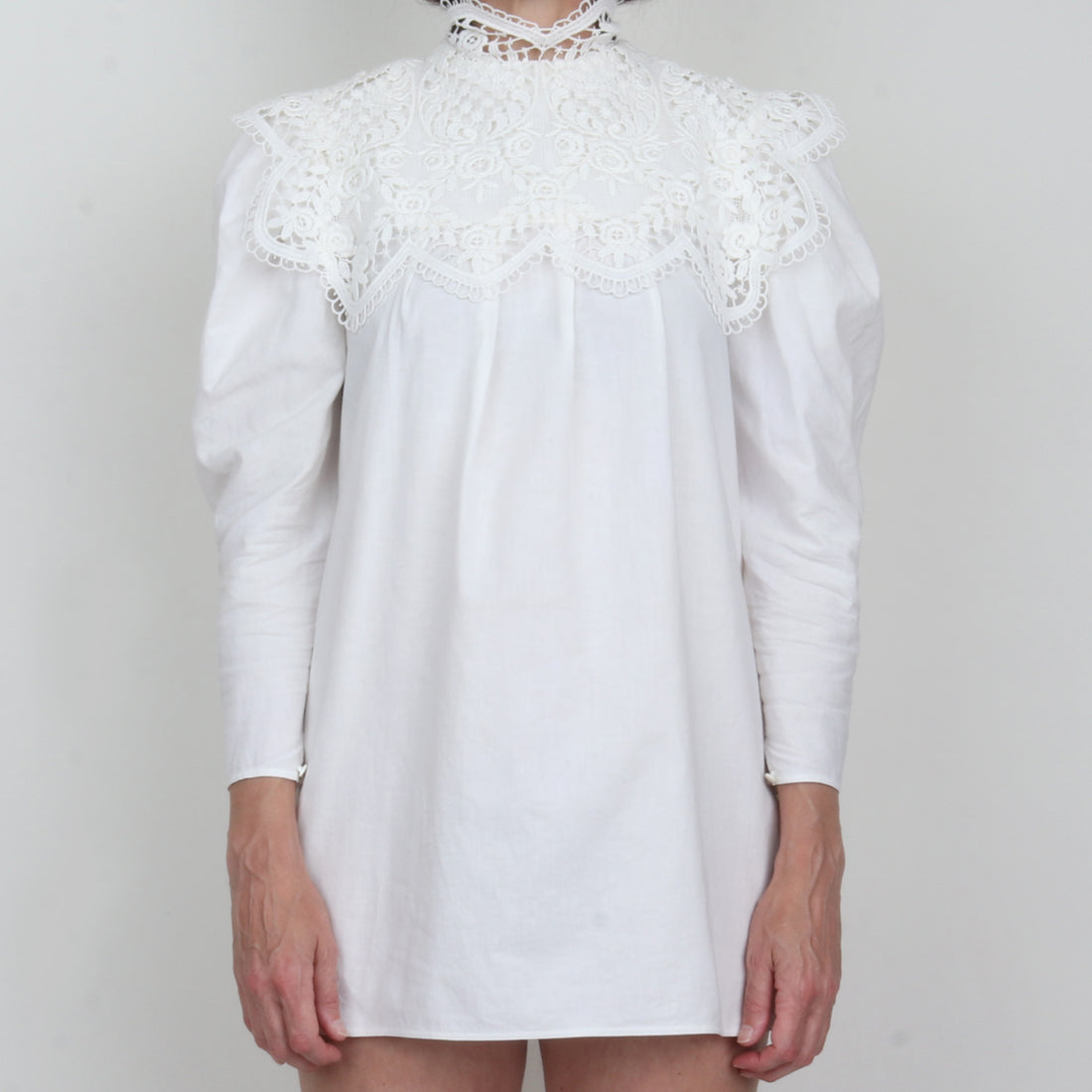 White Lace Trim Mini Dress