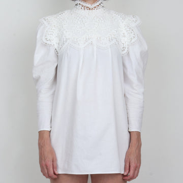 White Lace Trim Mini Dress