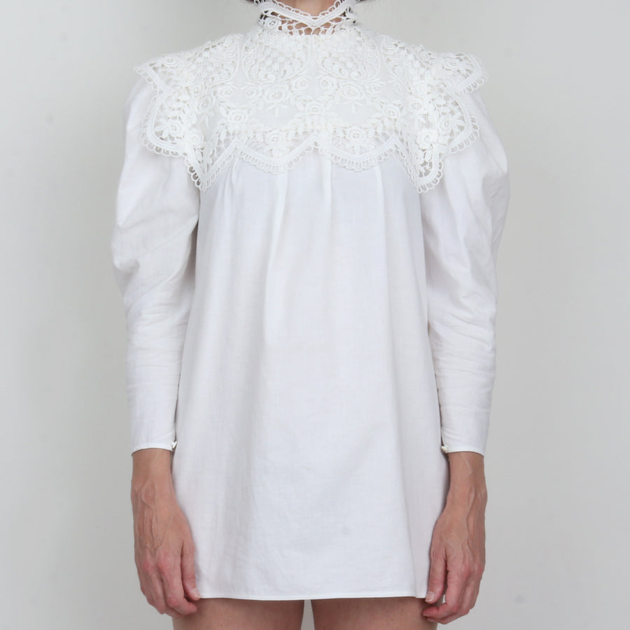 White Lace Trim Mini Dress