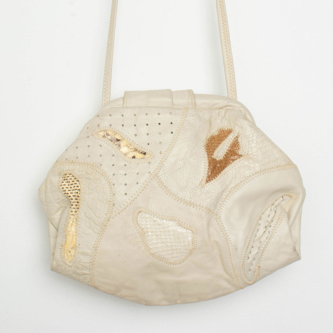 White Leather Patchwork Purse