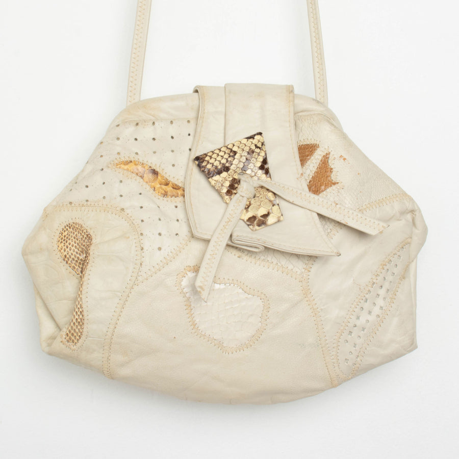 White Leather Patchwork Purse