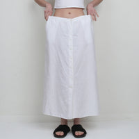White Linen Button Down Maxi Skirt XL