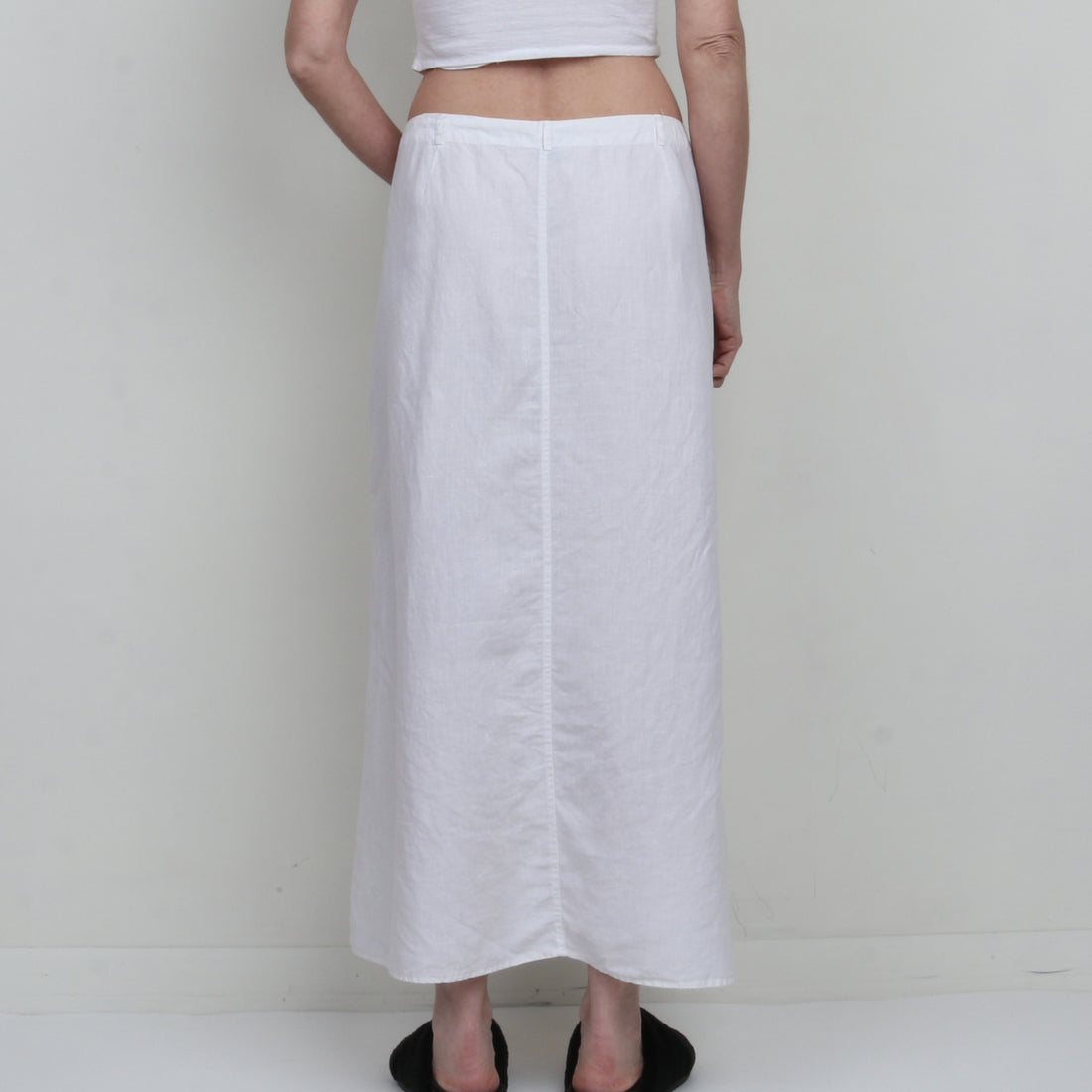 White Linen Button Down Maxi Skirt XL