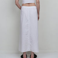 White Linen Button Down Maxi Skirt XL