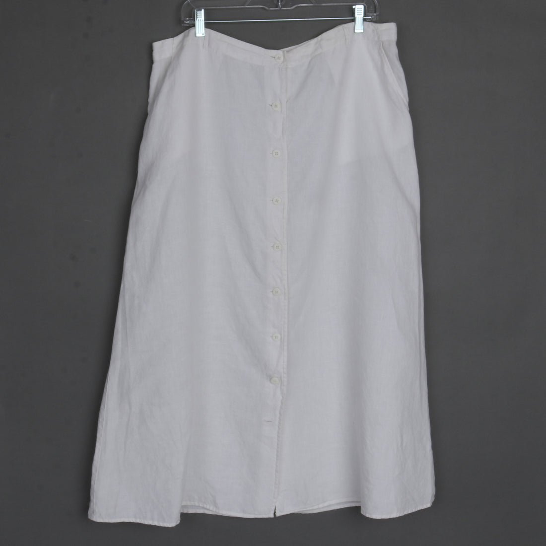 White Linen Button Down Maxi Skirt XL
