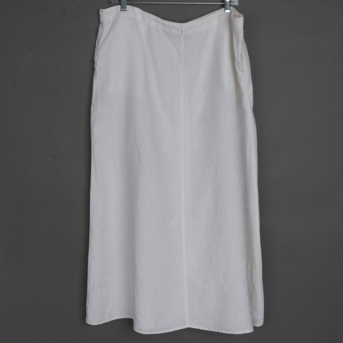 White Linen Button Down Maxi Skirt XL