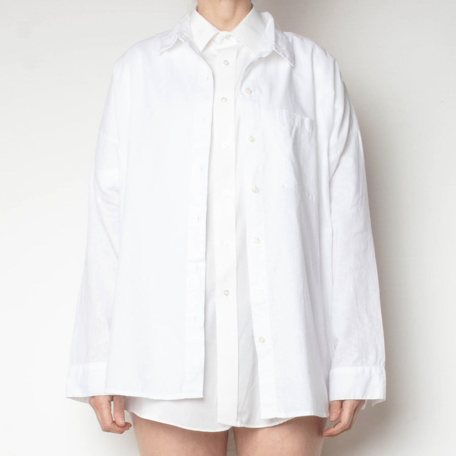White Cotton Linen Oversize Shirt