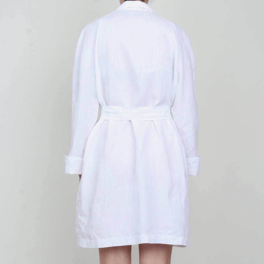 White 100% Linen Robe
