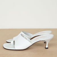 White Leather Kitten Heel 8 N