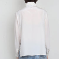 White 100% Silk Blouse L/XL
