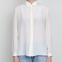 White 100% Silk Blouse L/XL