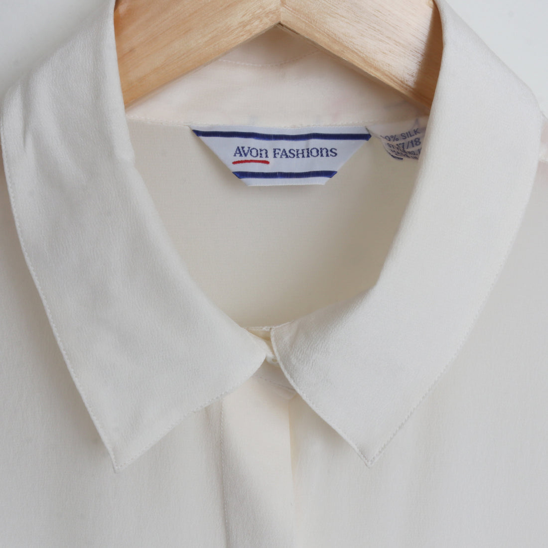 White 100% Silk Blouse L/XL