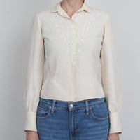 1950s Cream Silk Blouse XS/S