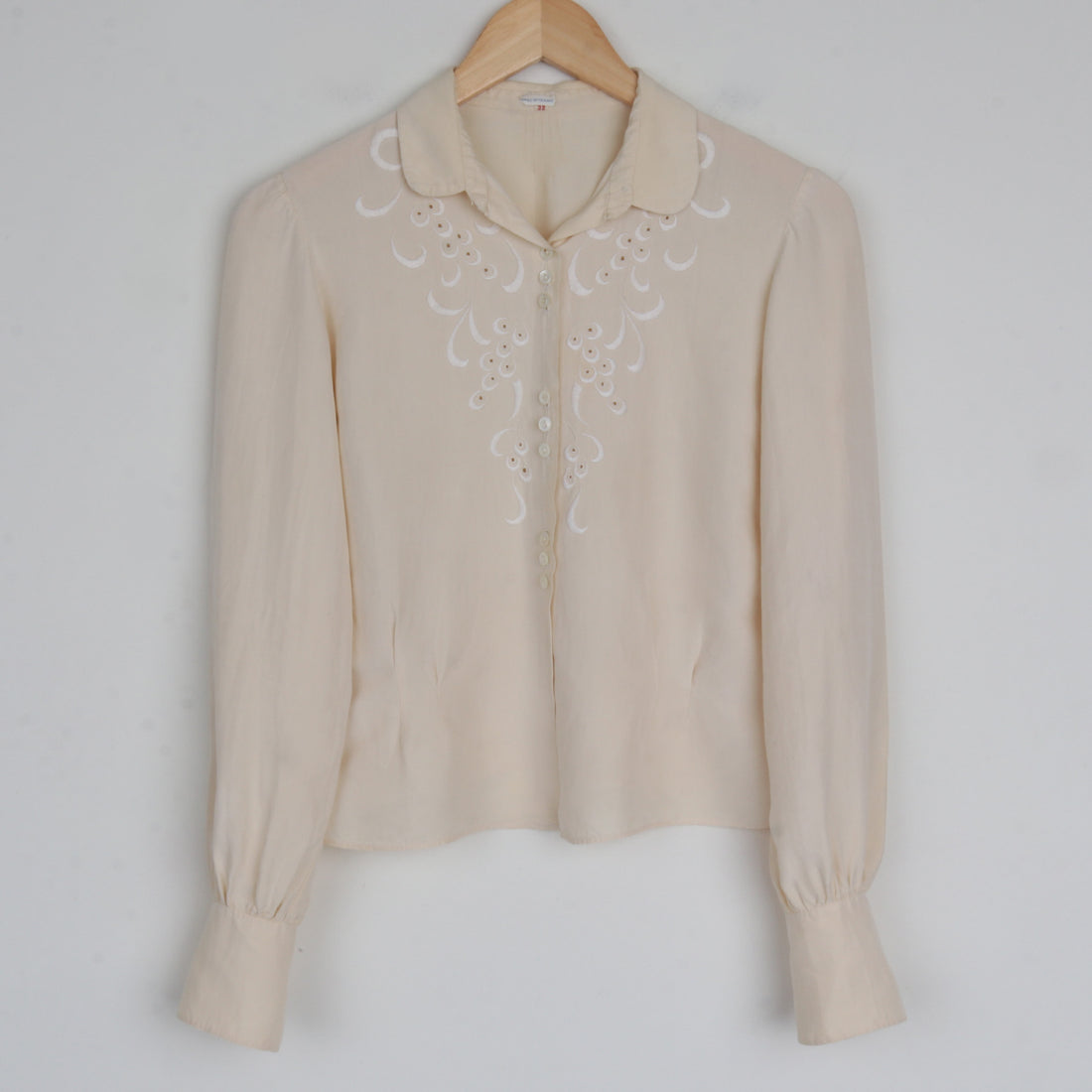 1950s Cream Silk Blouse XS/S