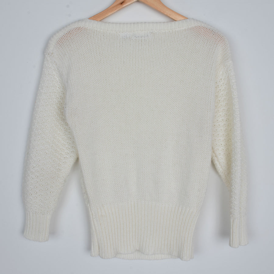 White Checker Knit Sweater