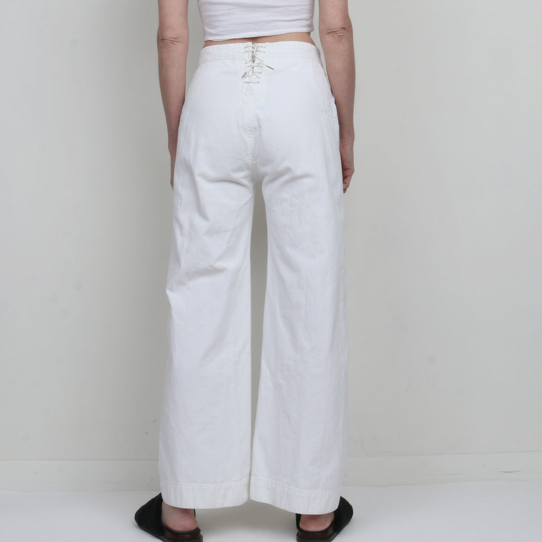 1930s White Cotton Navy Sailor Pants S/M