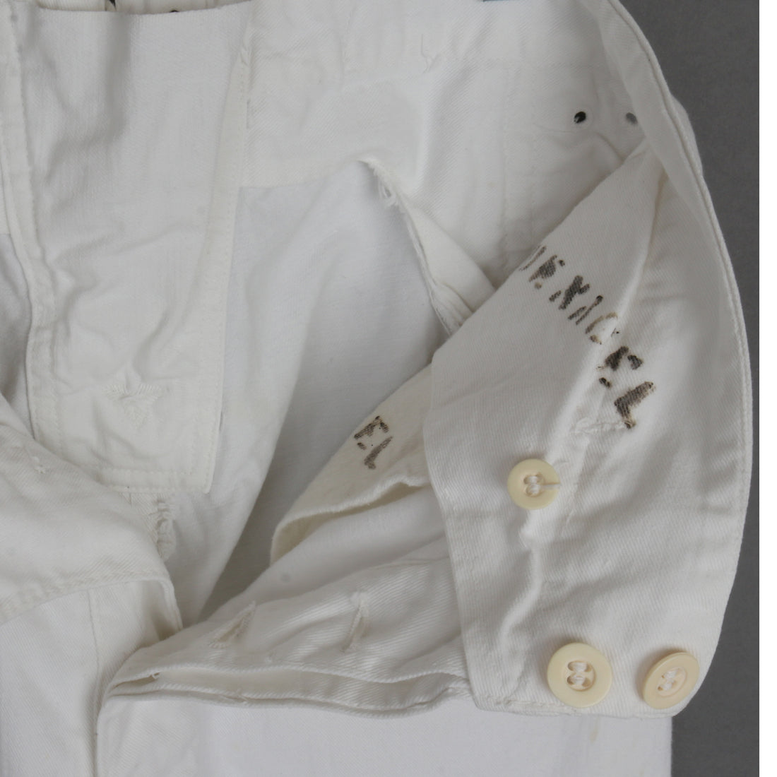 1930s White Cotton Navy Sailor Pants S/M