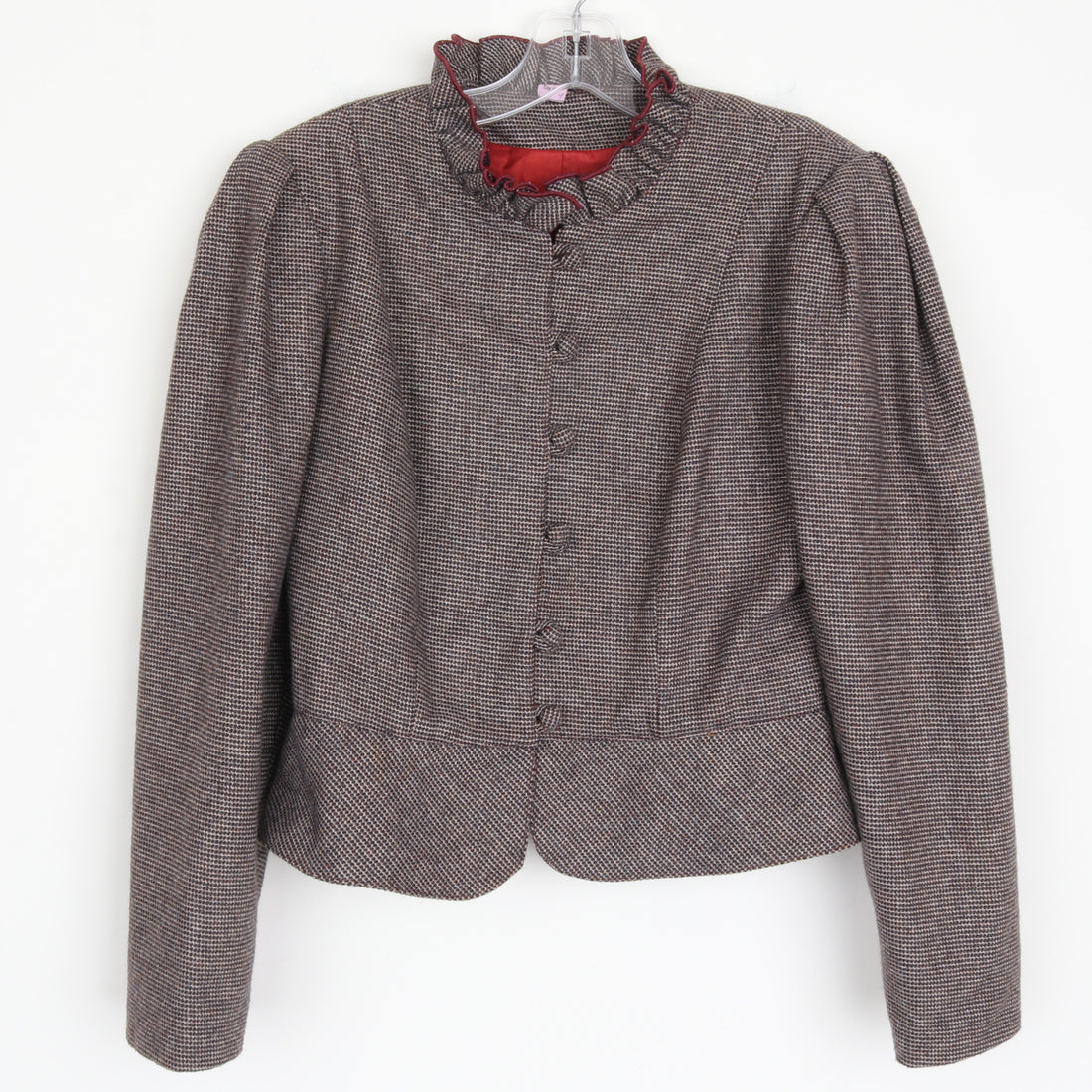 Wool Puff Sleeve Skirt Suit