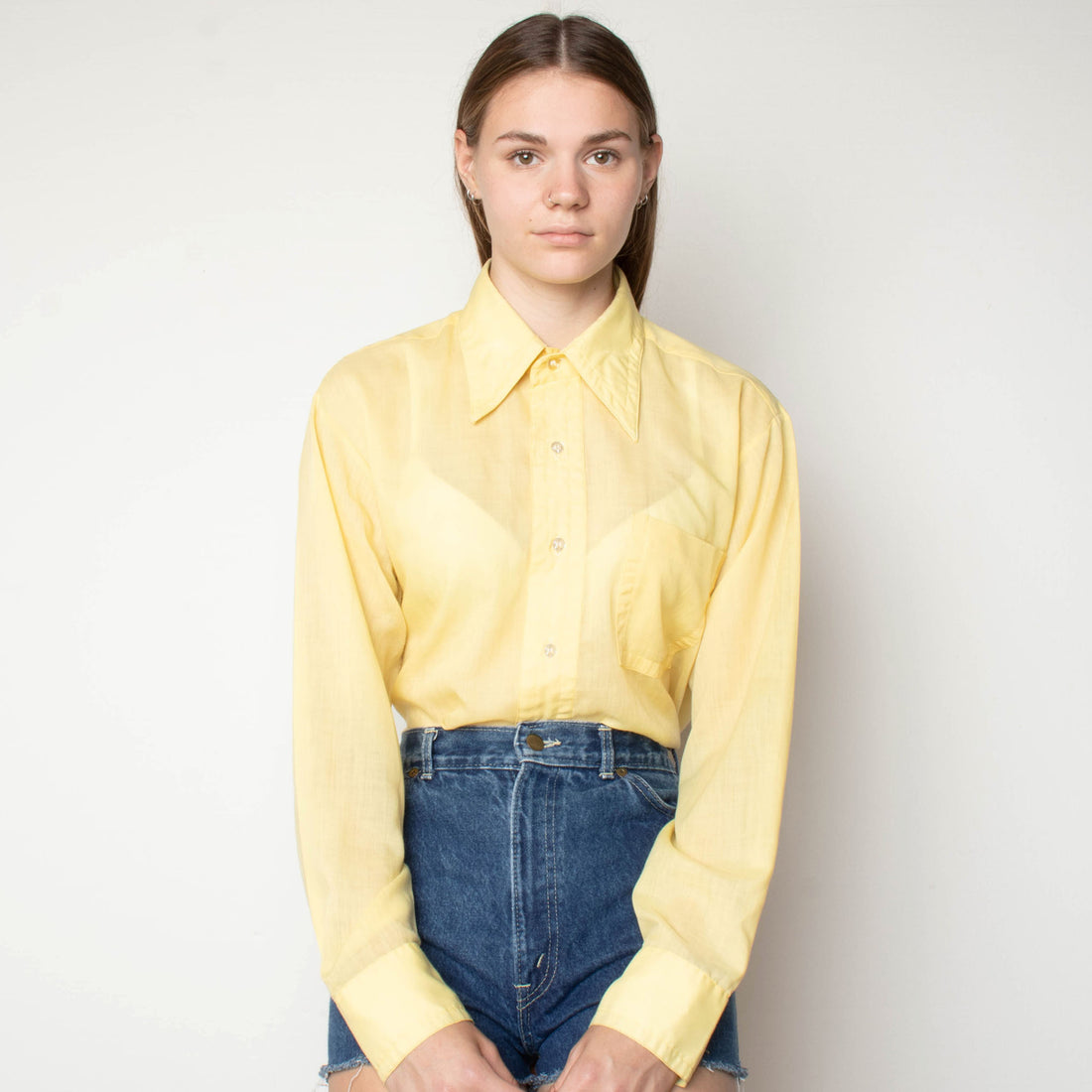 70s Butter Yellow Button Down