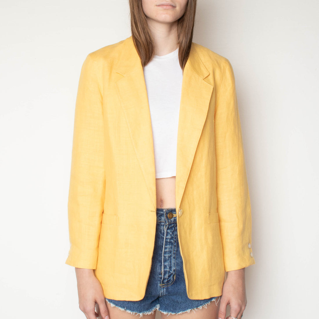 Butter Yellow Linen Jacket S