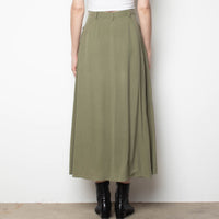 Army Silk Maxi Skirt