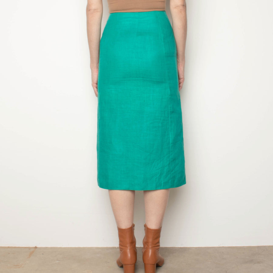 70s Green Linen Skirt